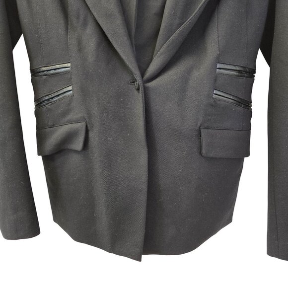 Blanc Noir Gayatri Viscose Blend One Button Hooded Blazer Jacket Size Small - Picture 6 of 7